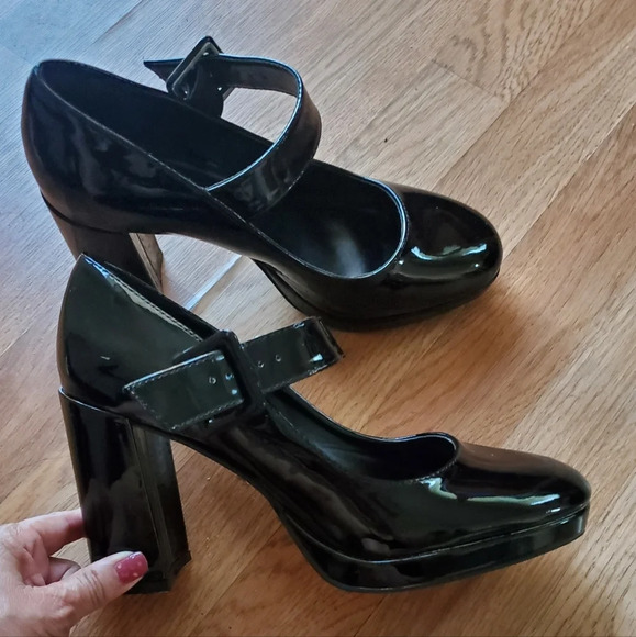 Madden Girl Shoes - MADDEN GIRL BLOCK HEEL MARY JANE BLACK HEELS, SIZE 9